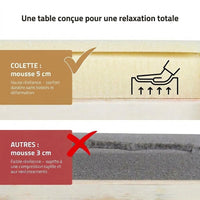 Coupe de la mousse 5 cm haute résilience de la table de massage Colette comparée à une mousse 3 cm ordinaire