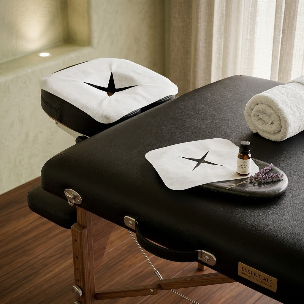 Protections visage jetables pour trou de têtière de table de massage, boîte de 100