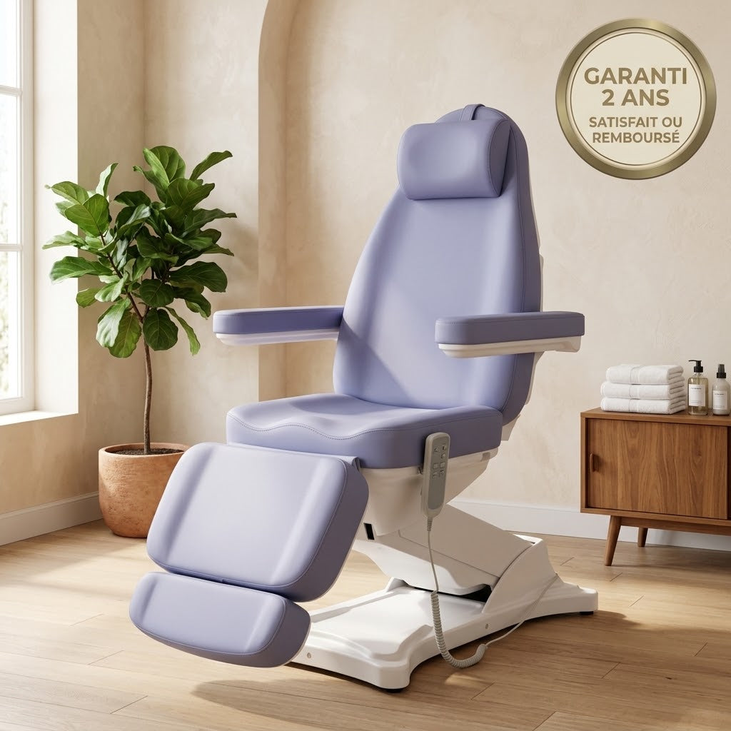 Fauteuil esthétique électrique Stella Premium lavande dans un institut de beauté