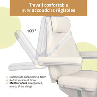 Accoudoirs pivotants à 180° du fauteuil esthétique Stella Premium blanc albâtre