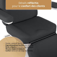 Assise et dossier en mousse profilée du fauteuil esthétique Stella Premium noir asphalte