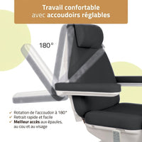 Accoudoirs pivotants à 180° du fauteuil esthétique Stella Premium noir asphalte
